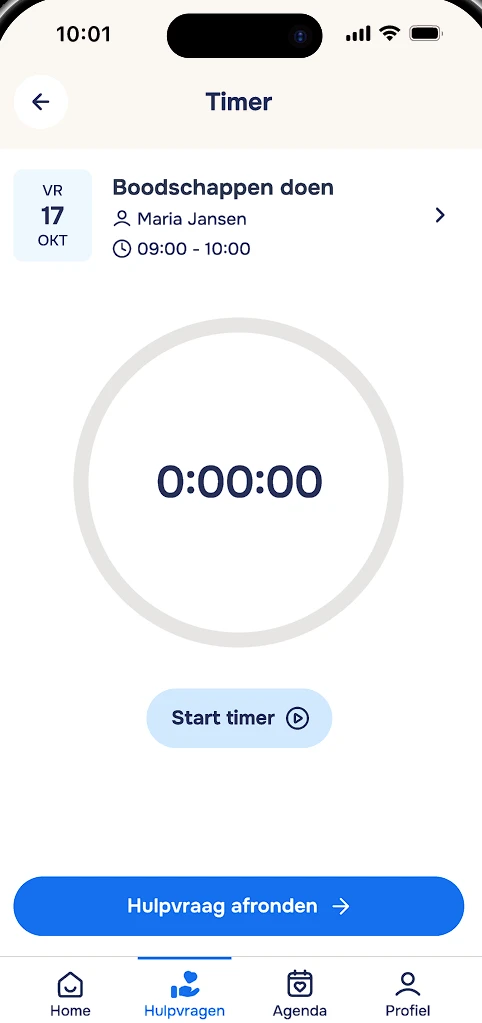 App: tijdregistratie starten